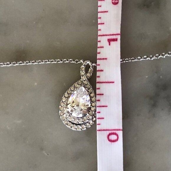N Hallmark Silver CZ Teardrop Cluster Infinity Necklace - Picture 5 of 16